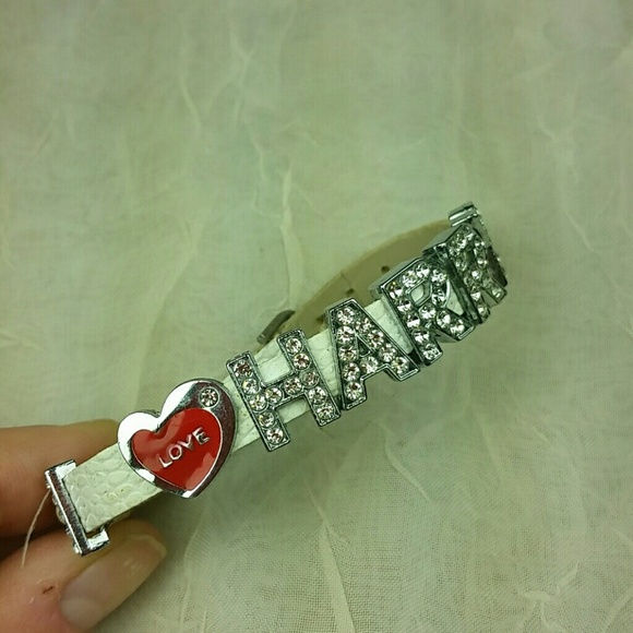 Leather Bracelet Crystal & Enameled I ❤️ HARRY Collectible Vintage - Picture 4 of 8